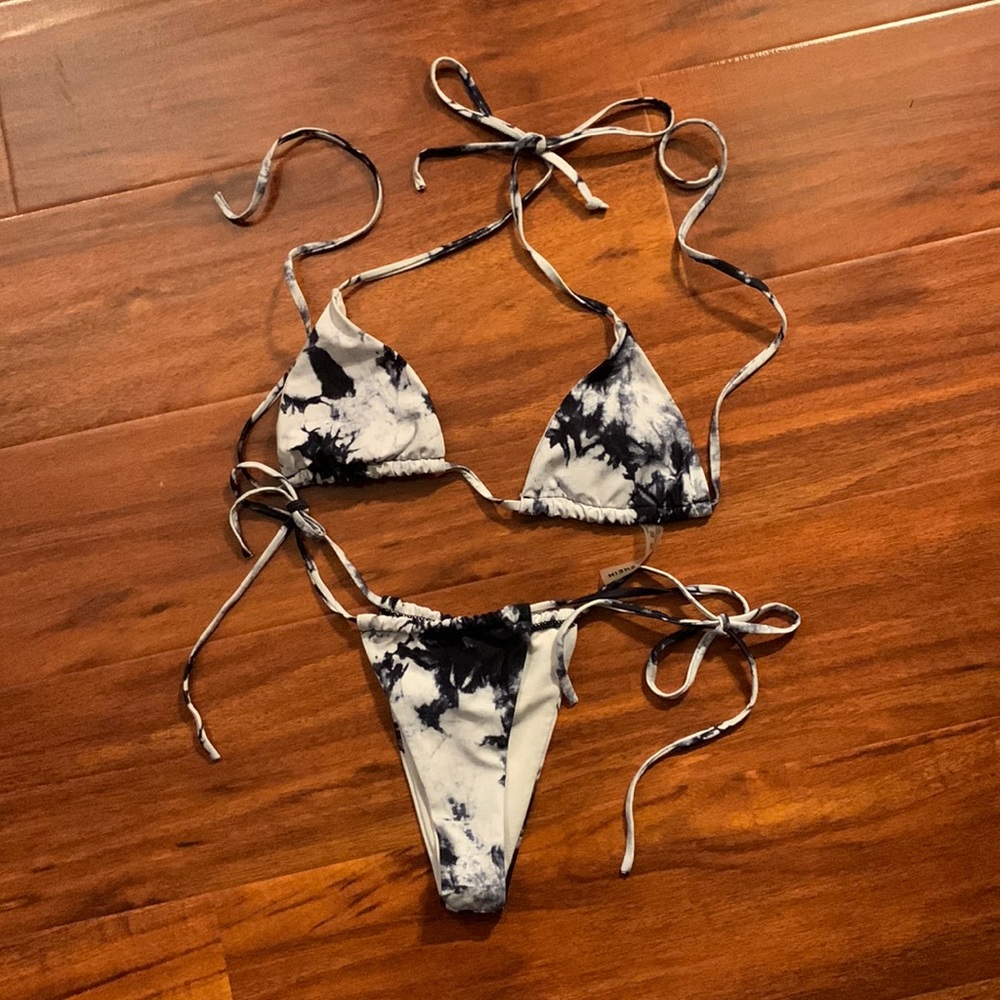 Black and white tye dye bikini